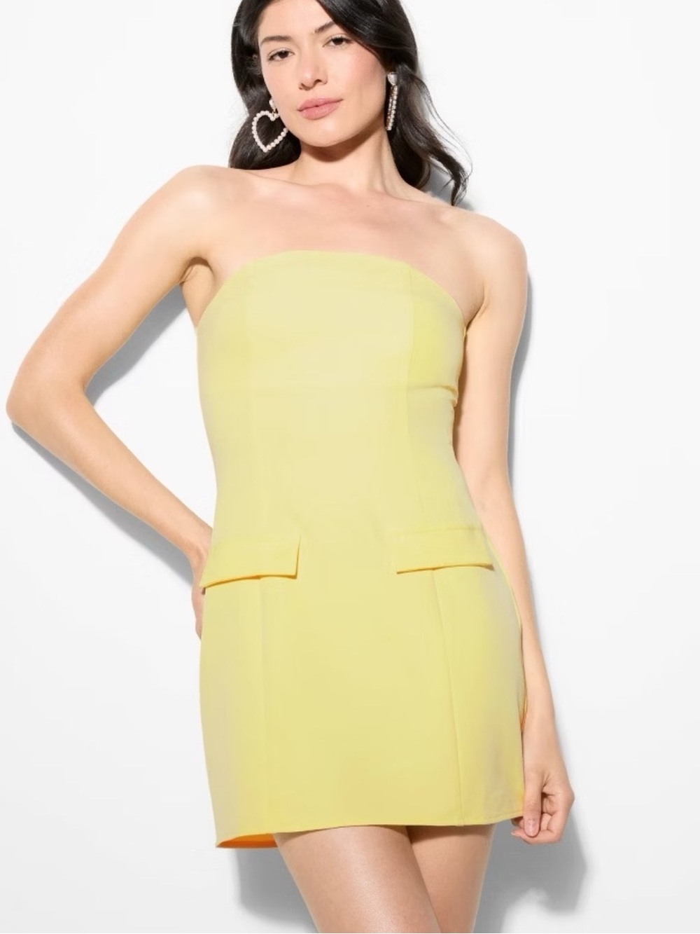 NWOT Women's Tailored Tube Mini A-Line Dress - Wild Fable Lemon Yellow S